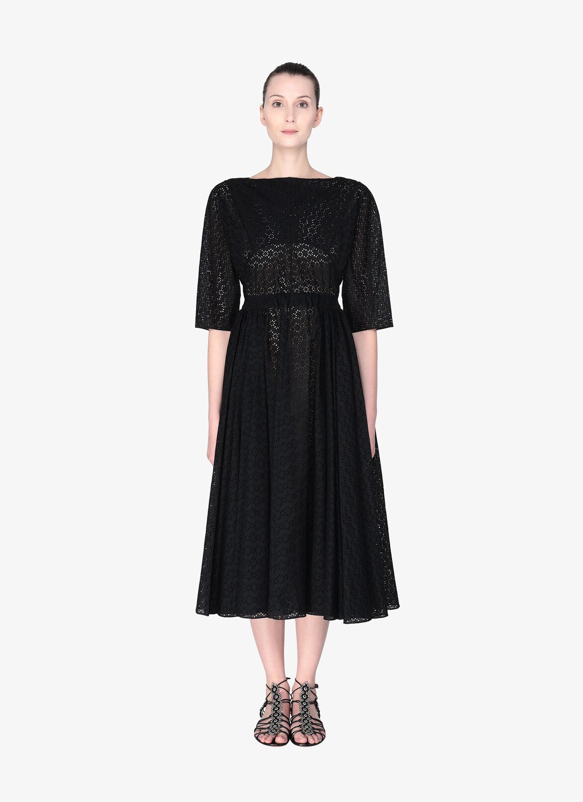 Long Embroidered Dress ALAÏA BLACK LONG EMBROIDERED DRESS